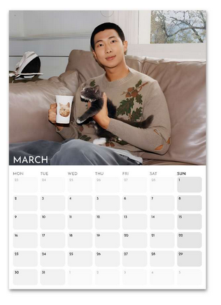 BTS RM Namjoon March 2026 calendar page