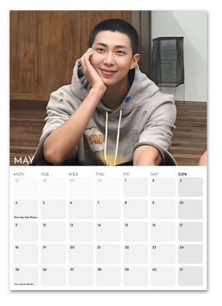 BTS RM Namjoon May 2026 calendar page