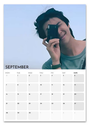 BTS RM Namjoon September 2026 calendar page