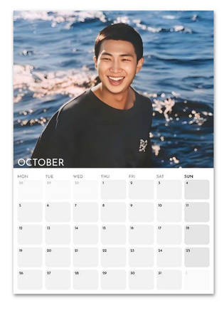 BTS RM Namjoon October 2026 calendar page