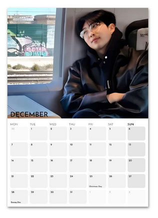 BTS RM Namjoon December 2026 calendar page