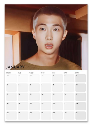 BTS RM Namjoon January 2027 calendar page