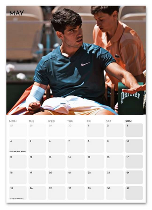Carlos Alcaraz May 2026 calendar page