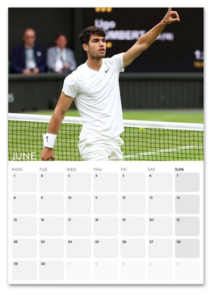 Carlos Alcaraz June 2026 calendar page