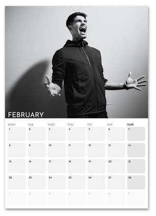 Carlos Alcaraz February 2027 calendar page