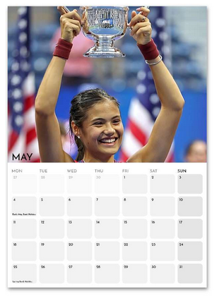 Emma Raducanu May 2026 calendar page