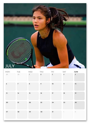 Emma Raducanu July 2026 calendar page