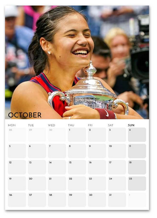 Emma Raducanu October 2026 calendar page