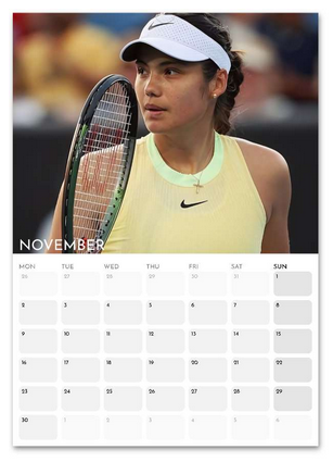 Emma Raducanu November 2026 calendar page