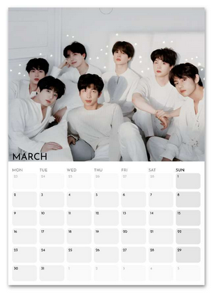BTS March 2026 calendar page