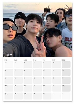 BTS July 2026 calendar page