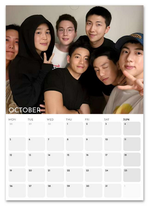 BTS October 2026 calendar page