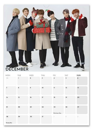 BTS December 2026 calendar page