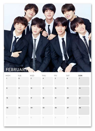 BTS February 2027 calendar page