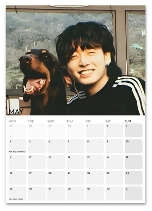 BTS Jungkook May 2026 calendar page
