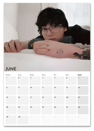 BTS Jungkook June 2026 calendar page
