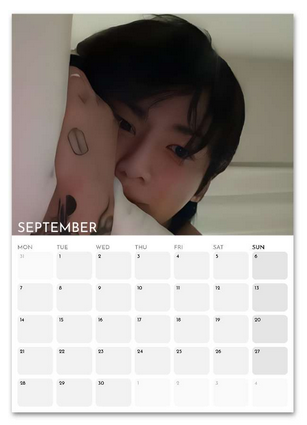 BTS Jungkook September 2026 calendar page