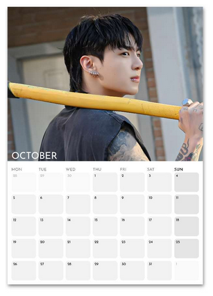 BTS Jungkook October 2026 calendar page