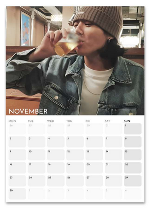 BTS Jungkook November 2026 calendar page