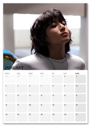 BTS Jungkook January 2027 calendar page
