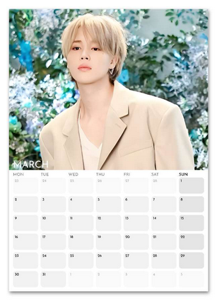 BTS Jimin Elite March 2026 calendar page