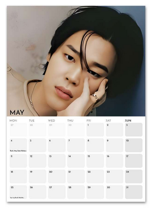 BTS Jimin Elite May 2026 calendar page