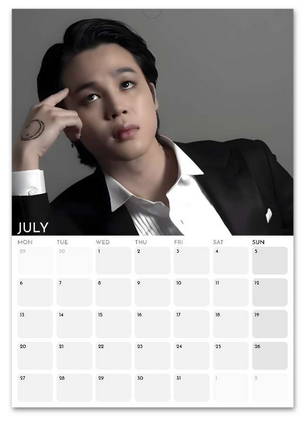 BTS Jimin Elite July 2026 calendar page