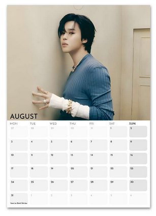 BTS Jimin Elite August 2026 calendar page