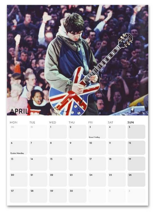 Oasis April 2026 calendar page