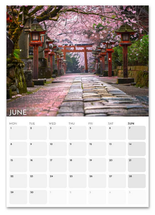 Beautiful Japan June 2026 calendar page