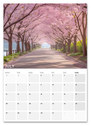 Beautiful Japan July 2026 calendar page