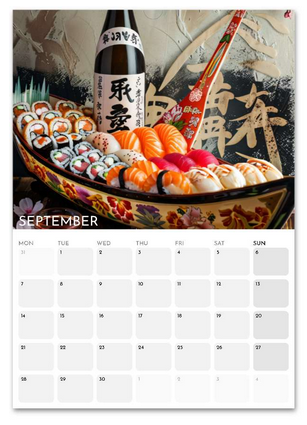 Beautiful Japan September 2026 calendar page