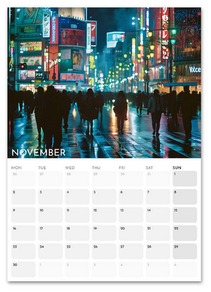 Beautiful Japan November 2026 calendar page