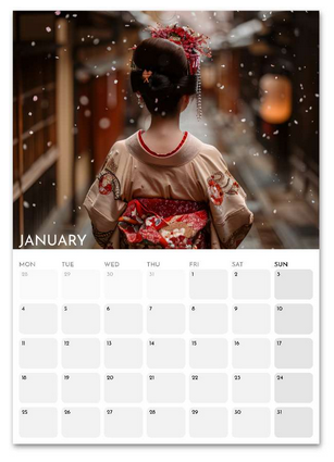 Beautiful Japan January 2027 calendar page
