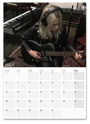 Phoebe Bridgers July 2026 calendar page