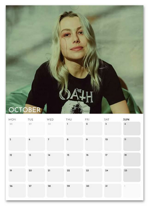 Phoebe Bridgers October 2026 calendar page