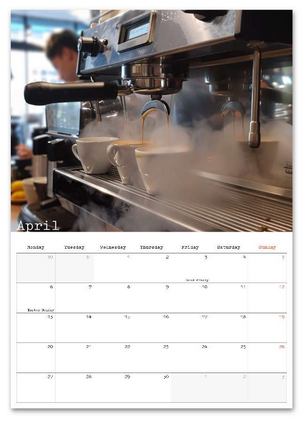 Coffee Lovers April 2026 calendar page