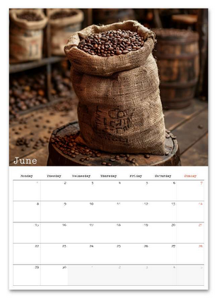 Coffee Lovers June 2026 calendar page