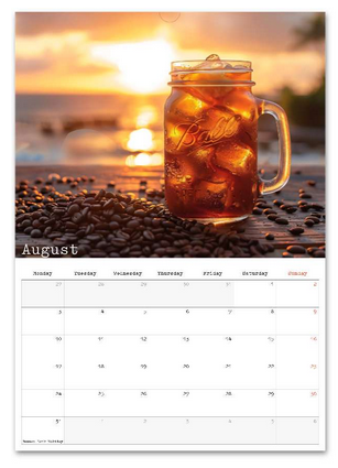 Coffee Lovers August 2026 calendar page