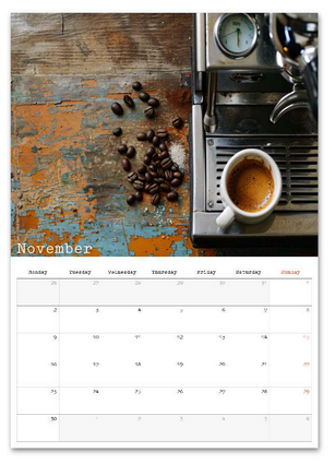 Coffee Lovers November 2026 calendar page