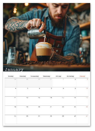 Coffee Lovers January 2027 calendar page