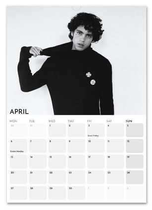 Dominic Fike April 2026 calendar page