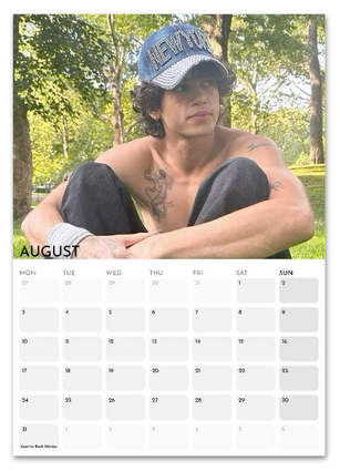 Dominic Fike August 2026 calendar page