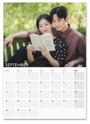Queen of Tears September 2026 calendar page