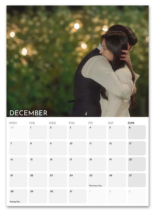 Queen of Tears December 2026 calendar page
