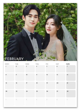 Queen of Tears February 2027 calendar page