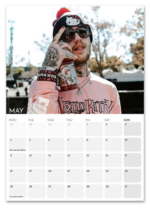 Lil Peep May 2026 calendar page