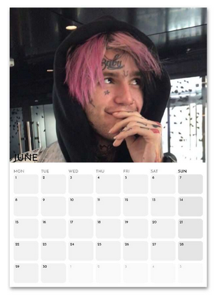 Lil Peep June 2026 calendar page