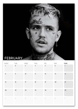 Lil Peep February 2027 calendar page