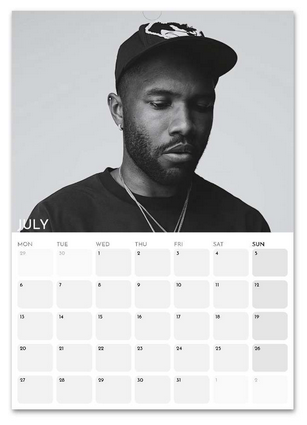 Frank Ocean July 2026 calendar page